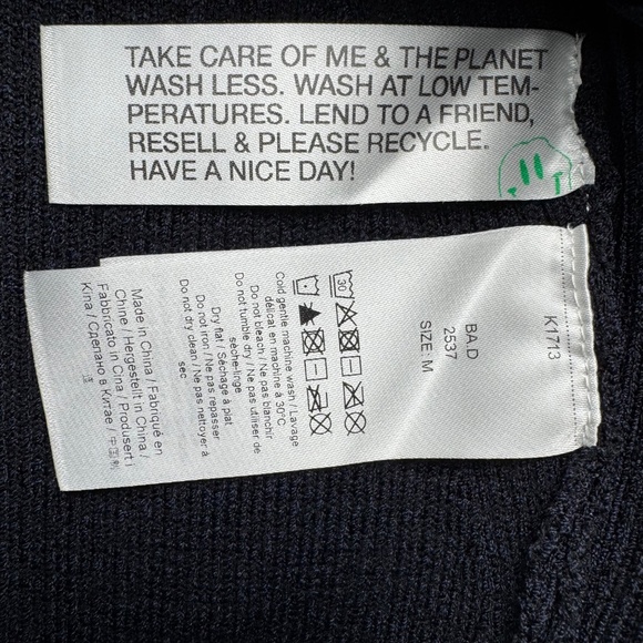 NWT GANNI Dress Dark Navy V-Neck Wrap-effect Ribbed-knit Mini Skirt Size M - Picture 11 of 13